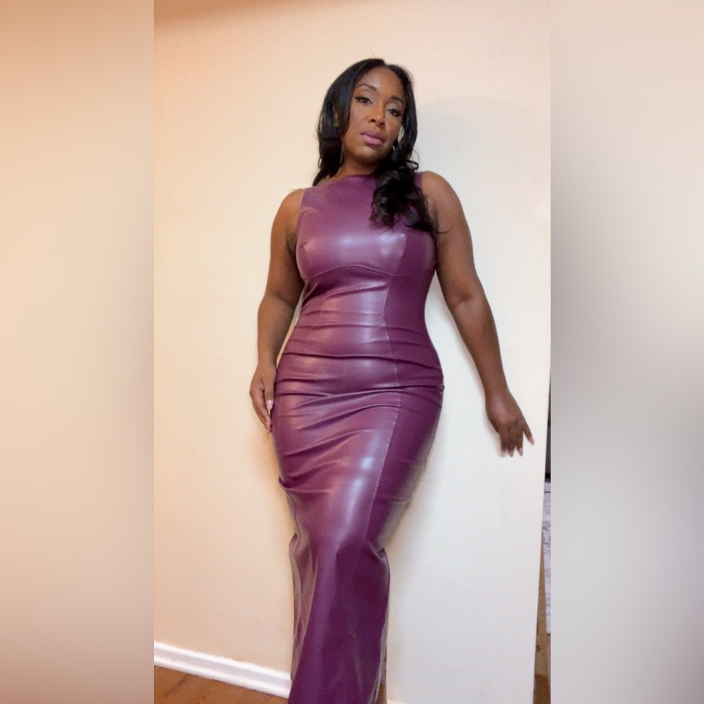 Plum Faux Leather Dress